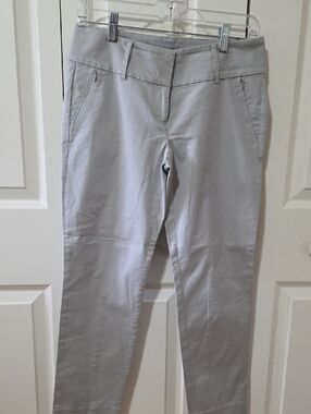 Ann Taylor Light Gray Straight Leg Pants (Petite Lenght 86"